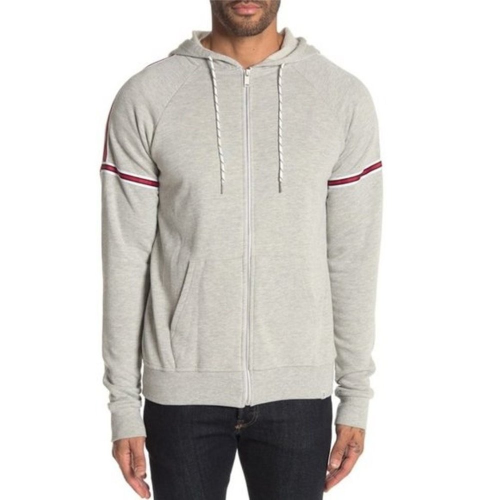 Mens Gray Hoodie Zip Front Hooded Sweatshirt New - Picture 3 of 11